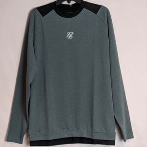 SikSilk Black and Gray Long Sleeve Endurance Crew Sweatshirt size Medium